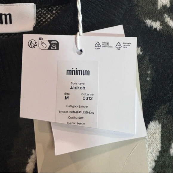 MINIMUM Sz M Wool Blend Crew Neck Abstract Pattern Design Sweater NEW WITH TAGS - Picture 6 of 10